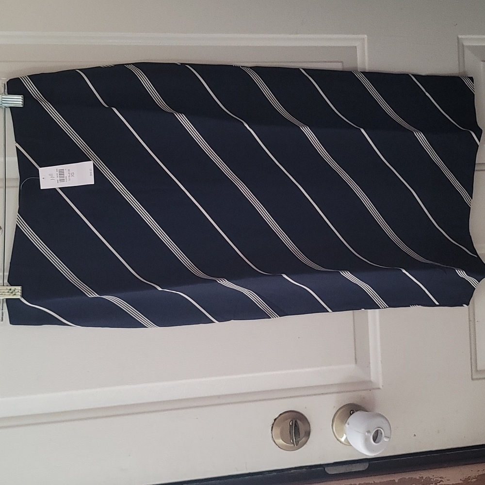 J. JILL NAVY BLUE DIAGONAL STRIPE WEAREVER MIDI SKIRT: NWT: SZ XS